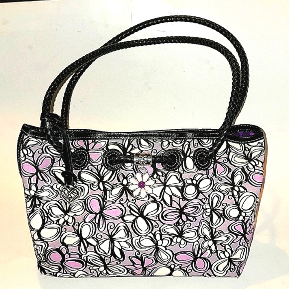 BRIGHTON LILLIAN CANVAS & LEATHER HANDBAG